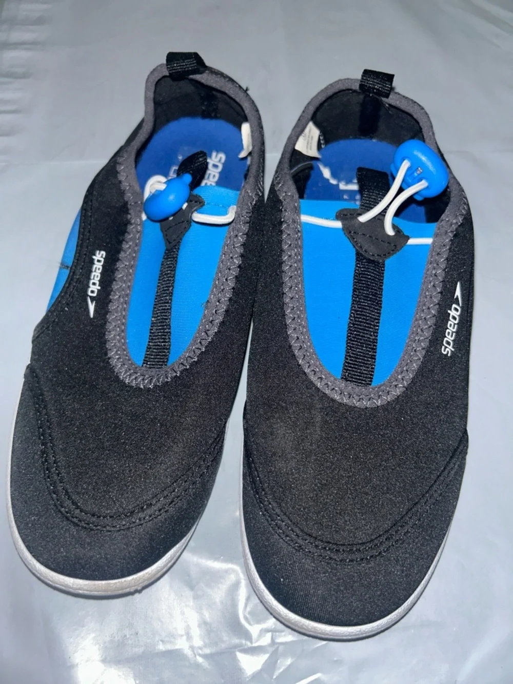 Speedo Kids Black and Blue Slip-On Water Shoes with Toggle 420.05